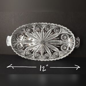 Crystal Europeu Cut Glass Relish Serving Platter